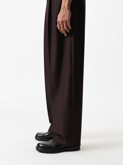 Brown Wide Fit Pleated Trousers
