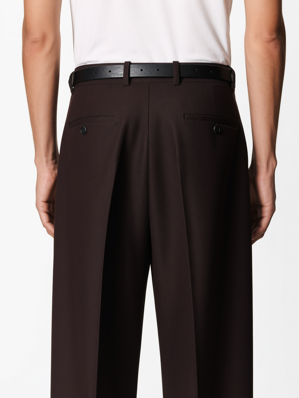 Brown Wide Fit Pleated Trousers