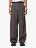 Grey Wide Fit Pleated Trousers