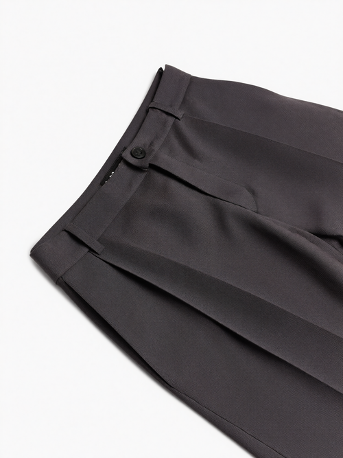 Grey Wide Fit Pleated Trousers