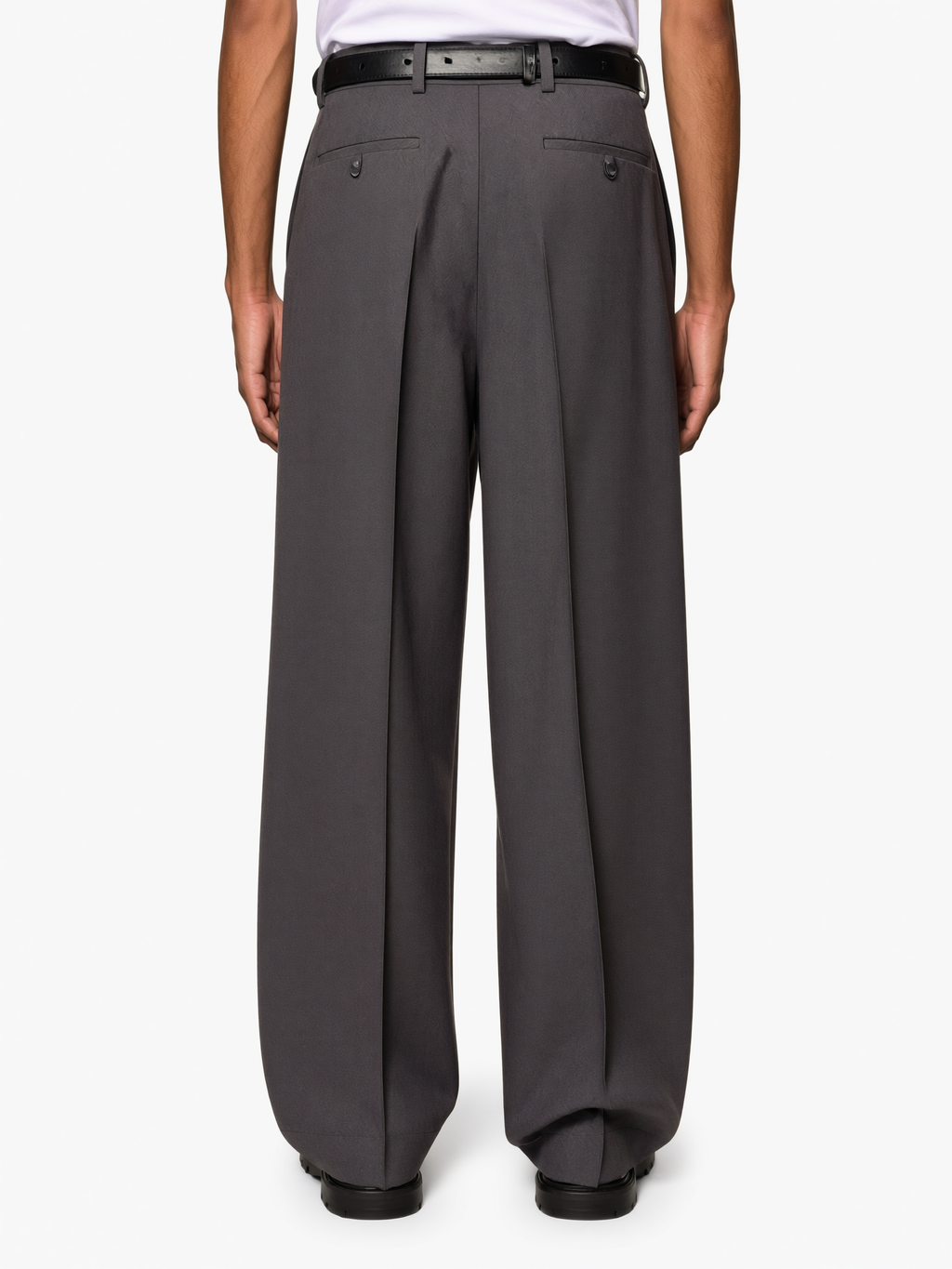Grey Wide Fit Pleated Trousers