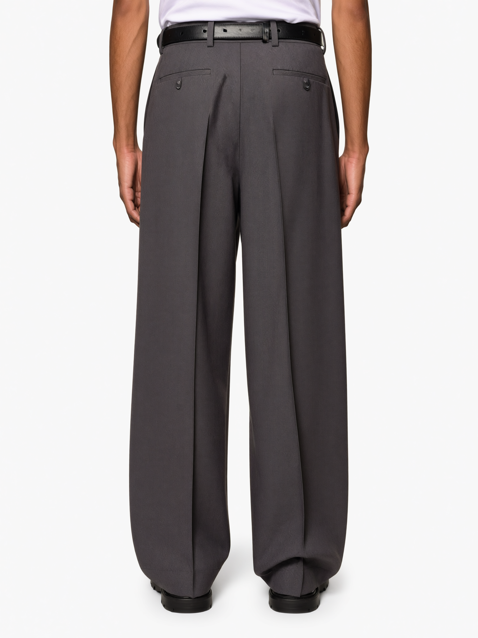 Grey Wide Fit Pleated Trousers