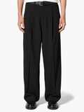 Black Wide Fit Pleated Trousers