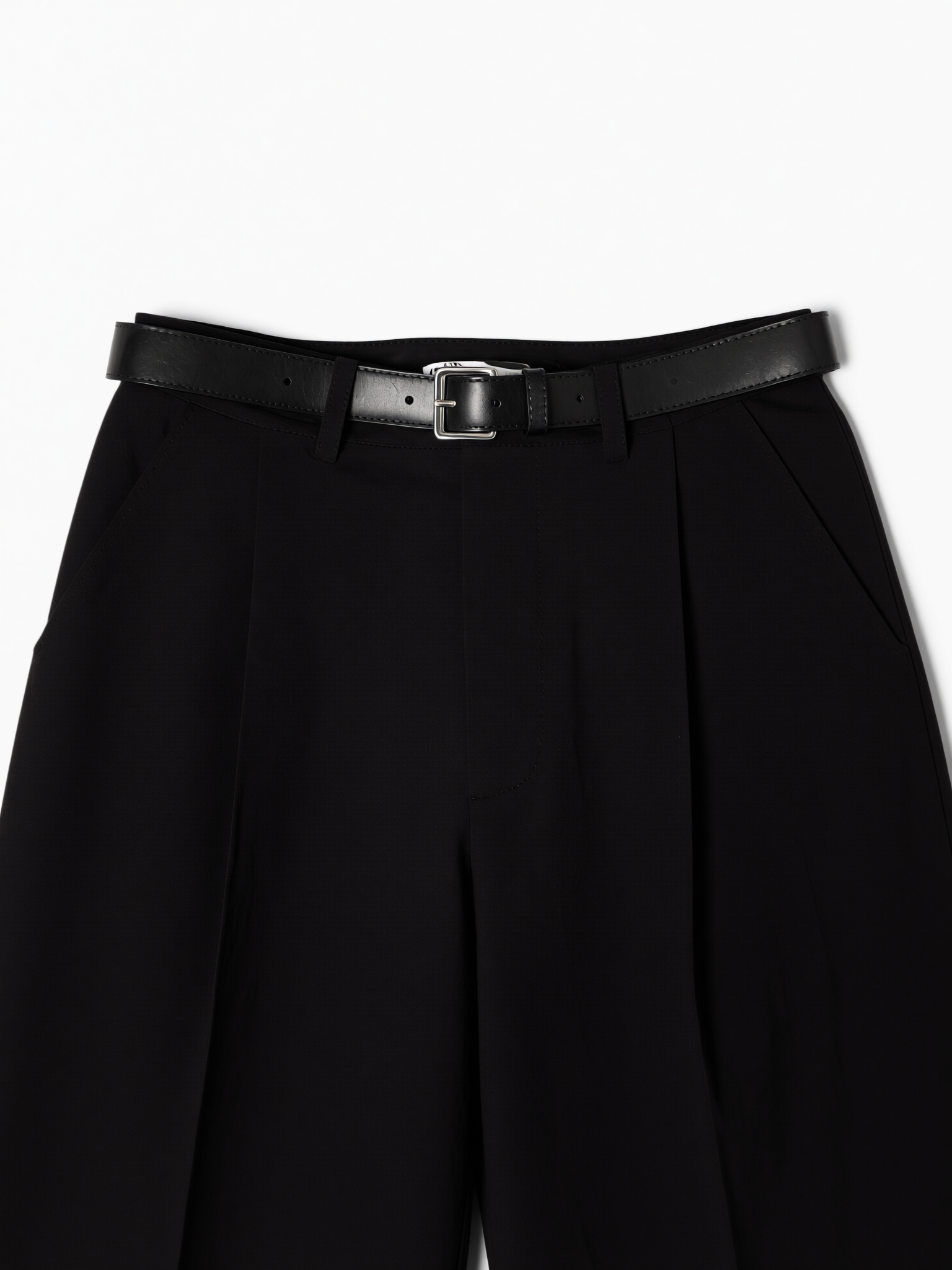 Black Wide Fit Pleated Trousers